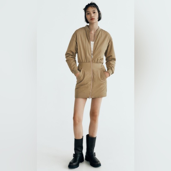 ZARA BOMBER JACKET DRESS, SZ XS NWT - Picture 2 of 9